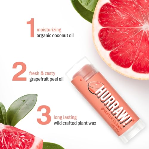 HURRAW! Grapefruit Lip Balm - Organic, Vegan & Cruelty-Free (3 Pack)