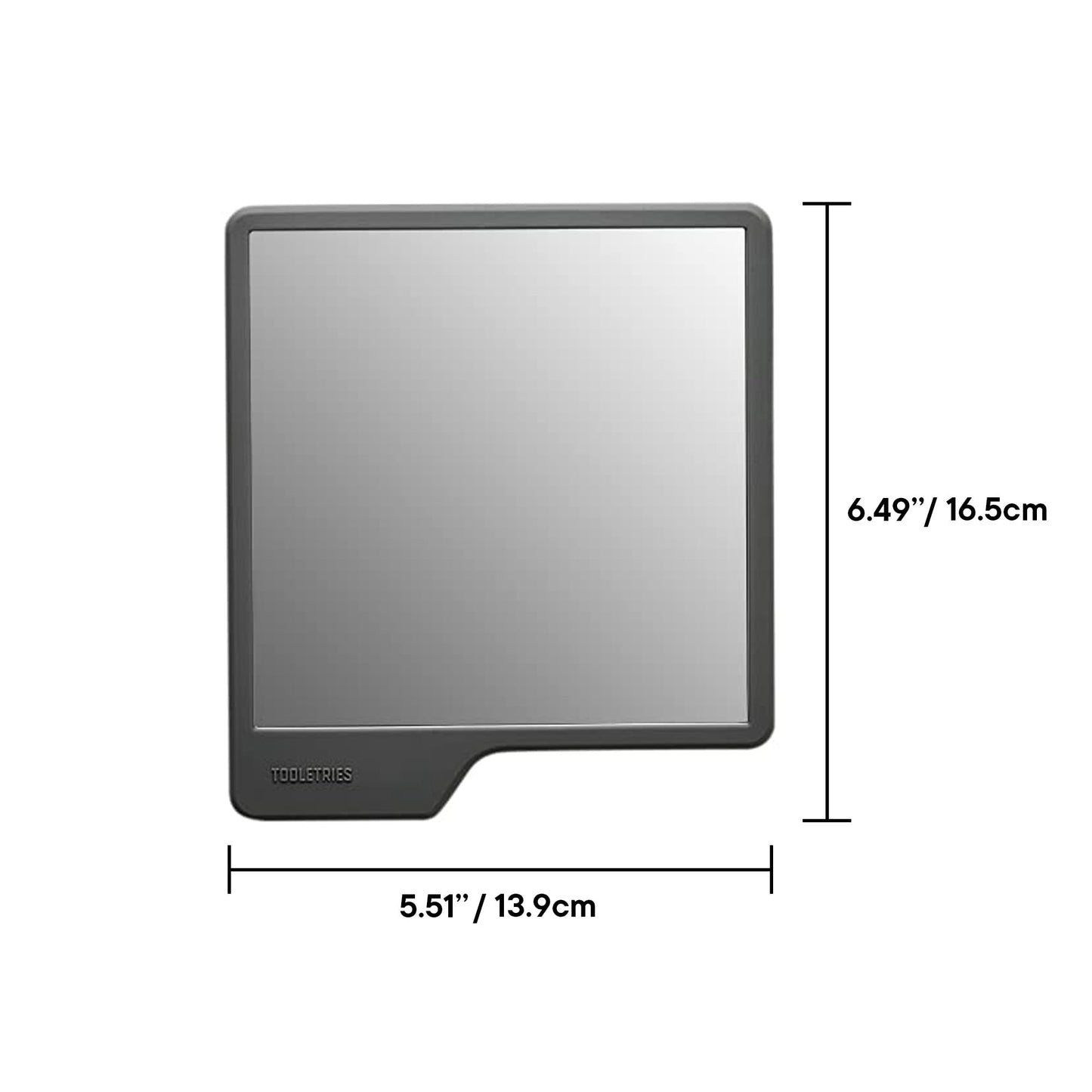 TOOLETRIES Oliver Shower Mirror - Premium Shower Mirror for Shaving, Grooming - 100% Silicone - Shatterproof Mirror - Grips to Shiny Surfaces - No Suction Cups - No Adhesives - Charcoal