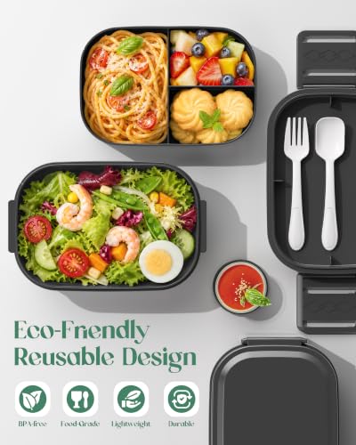 Adjustable 65 oz Bento Lunch Box - 3-Tier Leakproof Container