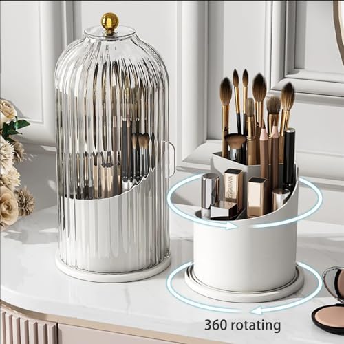 Wattlink 360° Rotating Makeup Brush Holder with Dustproof Lid