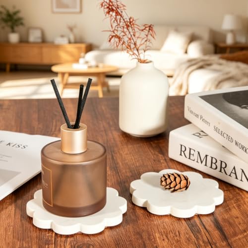 Flower Marble Coasters Set of 2 with Cork Backing - Stylish Tabletop Protection
