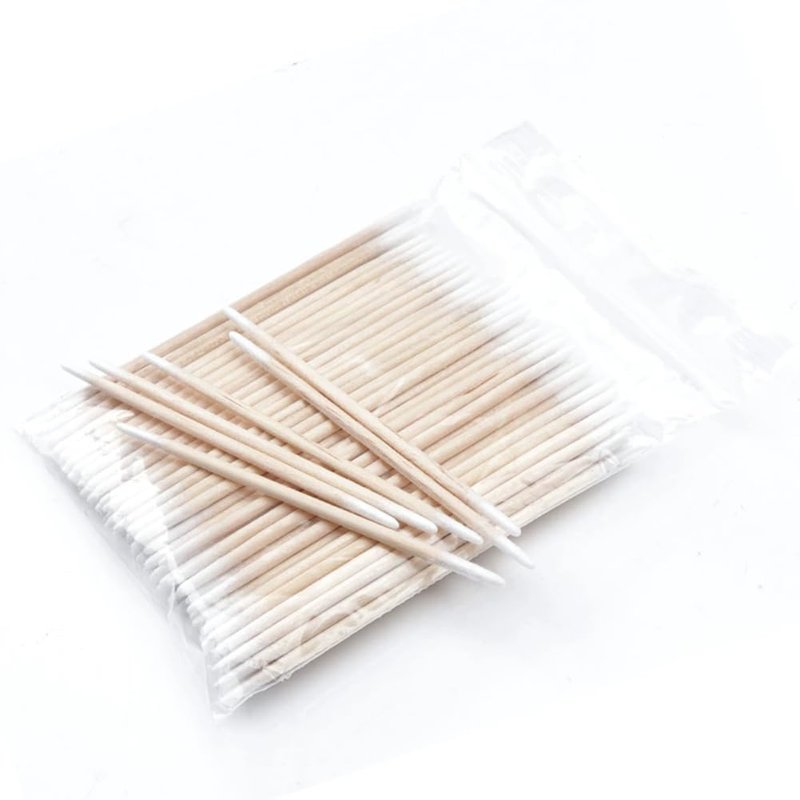 Double Pointed Tip Cotton Swabs - 100 Pcs 7cm Wooden Sticks for Makeup, Eyebrow, Nail Polish