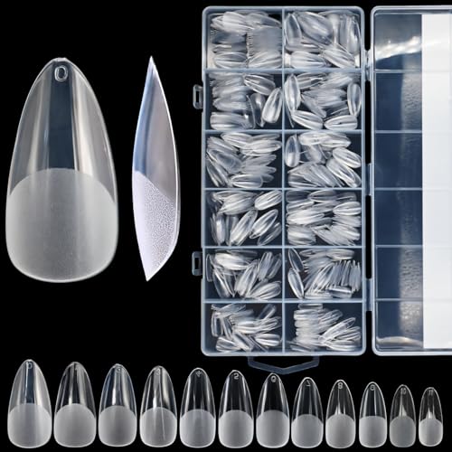 RIKWOG Almond Gel Nail Tips - 600PCS Pre-Etched Clear Fake Nails