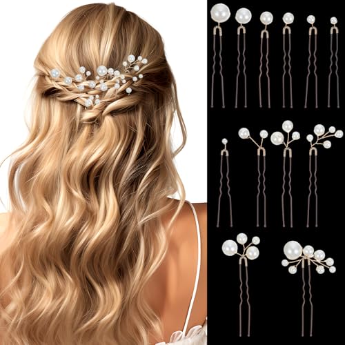 12pcs Pearl Hair Pins for Brides & Bridesmaids - Elegant Wedding Accessories