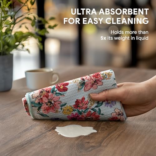 RECYCO Waffle Kitchen Towels - Set of 2 Quick-Dry Microfiber