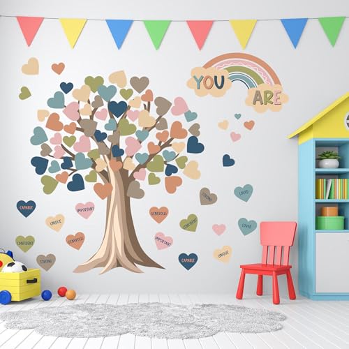 99 Pcs Boho Heart Tree Classroom Bulletin Board Decor Set