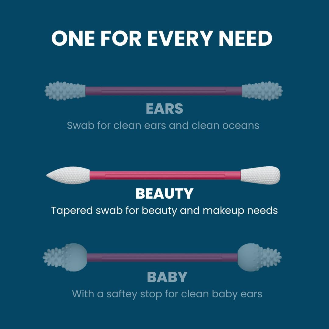LastSwab Reusable Q-Tips for Makeup - Precision Silicone Cotton Swabs for Eyeliner, Mascara & Touch-Ups - Eco-Friendly Washable Q Tip Alternative - Zero Waste, Travel Case - Red