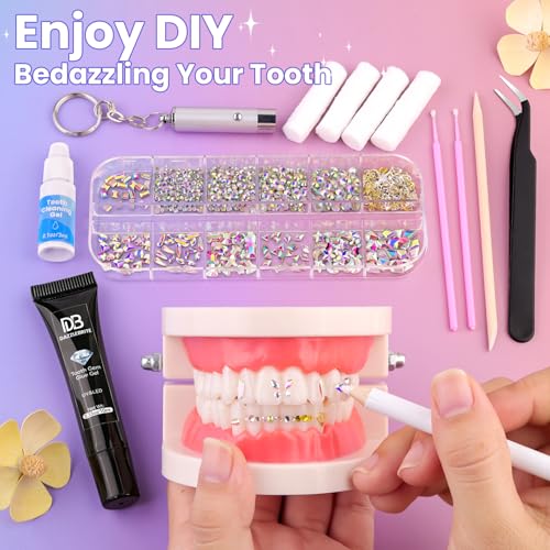DAZZLEBRITE 12 Grids AB Tooth Gem Kit with Crystals for Teeth Art