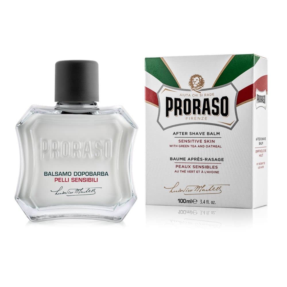 Proraso After Shave Balm - Oatmeal & Green Tea - Nourishing & Gentle Formula After Shave Cream for Sensitive Skin - Premium Italian Shaving for Men - 3.4oz,(Pack of 2)