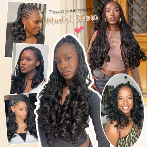 16 Inch French Curl Braiding Hair Extensions - 1B, 7 Packs