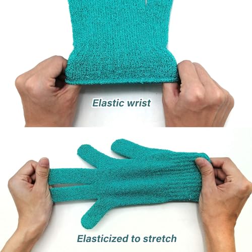 MIG4U Exfoliating Shower Scrub Gloves - 5 Count Green