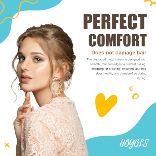 HOYOLS U Shaped Bobby Pins - 150 Count, Assorted Sizes for Secure Updos