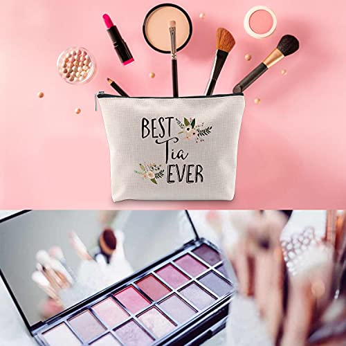BEST Tia Ever Makeup Bag Travel Organizer Waterproof Zipper Pouch - Auntie Gift