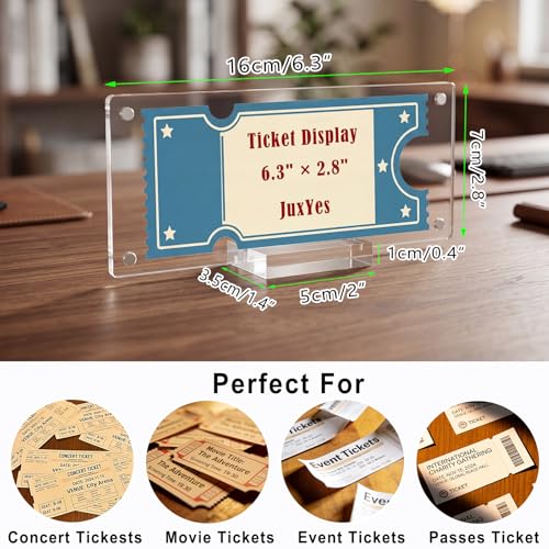 Clear Acrylic Ticket Stub Display Holder - 2.8x6.3 Inch Frame