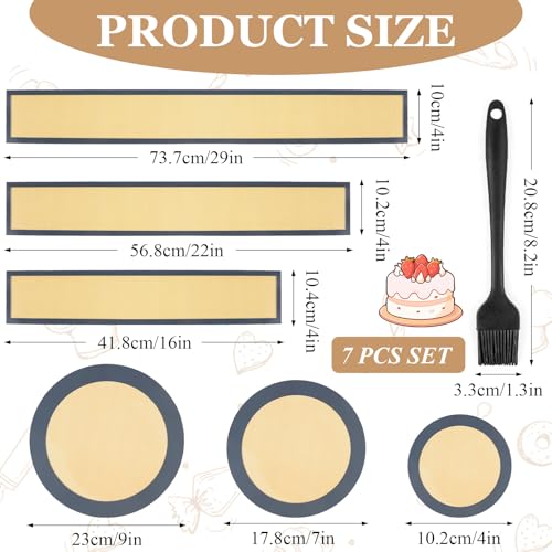 Silicone Baking Mat Set for Springform Pans - 3 Sizes & Brush