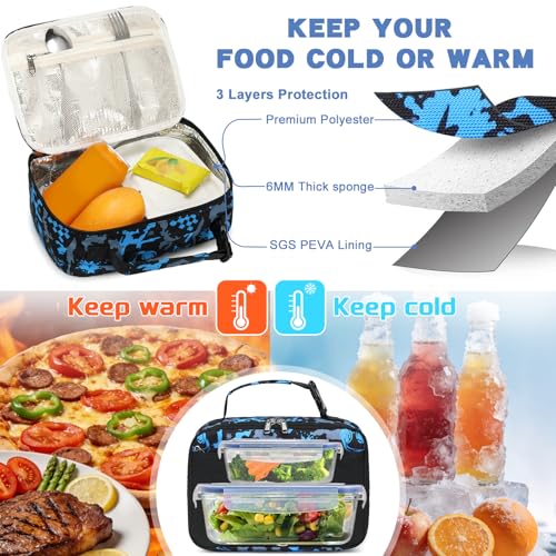 Bluboon Insulated Kids Lunch Box - Reusable Tote Bag for School