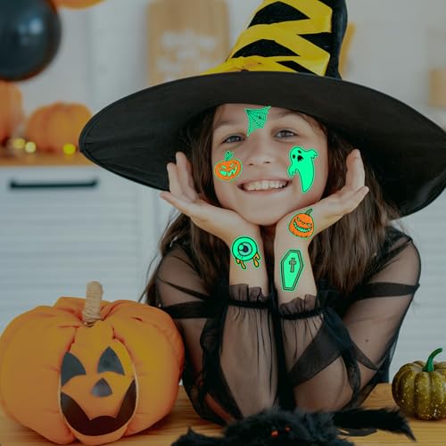 Winthrop 120 Pcs Glow in the Dark Halloween Temporary Tattoos for Kids - Spooky & Cute Designs