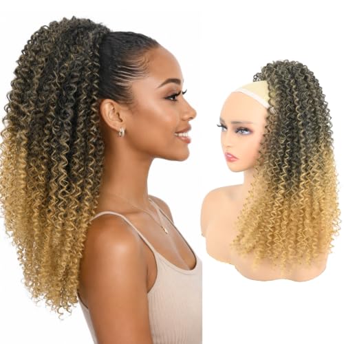 Rafabcici 18 Inch Synthetic Afro Kinky Curly Ponytail Extension for Black Women
