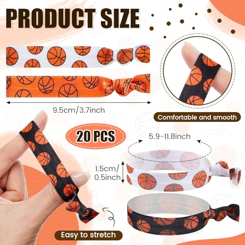 Hanaive 20 Pcs Basketball Hair Ties - Elastic Ponytail Holders