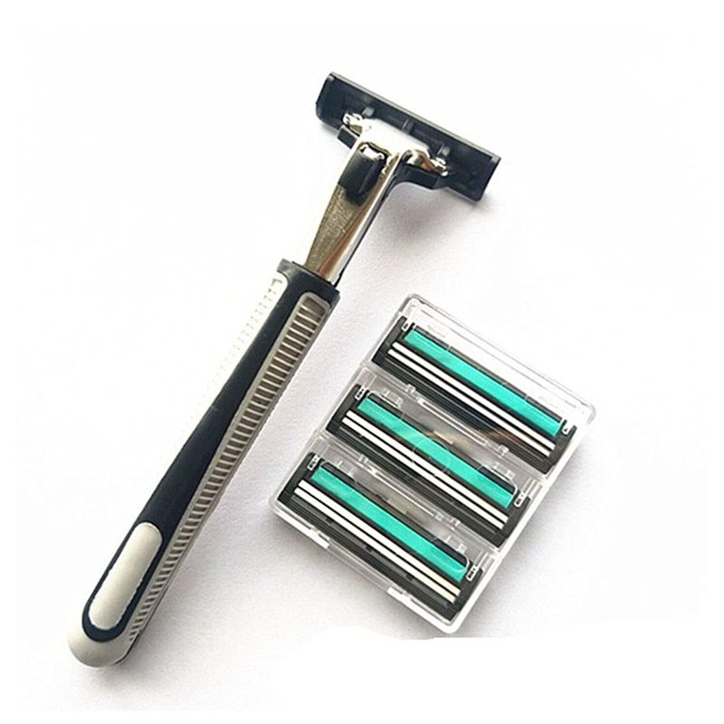 Men's Razor, Twin Blade, Shaving Thoroughly For an Ultra Soothing and Comfortable Shave (2 Handle + 60 Cartridges)