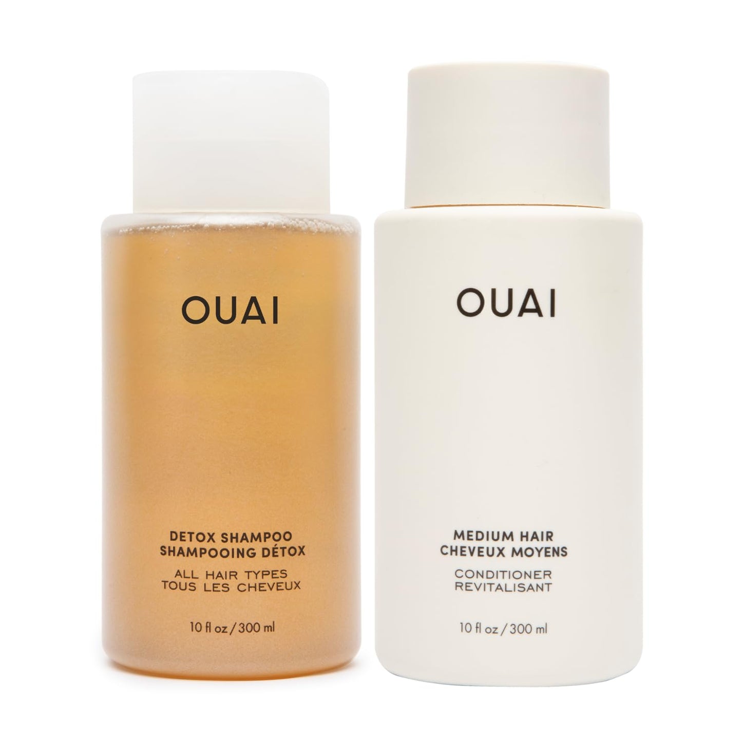 OUAI Detox Shampoo & Conditioner Bundle - Clarifying Shampoo for Build-Up, Dirt, Oil & Hydrating Conditioner for Medium Hair | 2 Count