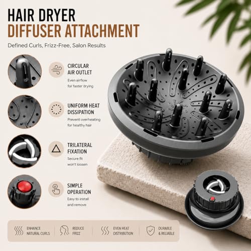 WPESI Hair Dryer Diffuser for Curly Hair - Quick Drying & Heat Resistant