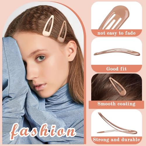 Gingbiss 50Pcs Metal Snap Hair Clips Set with Case – Non-Slip Barrettes