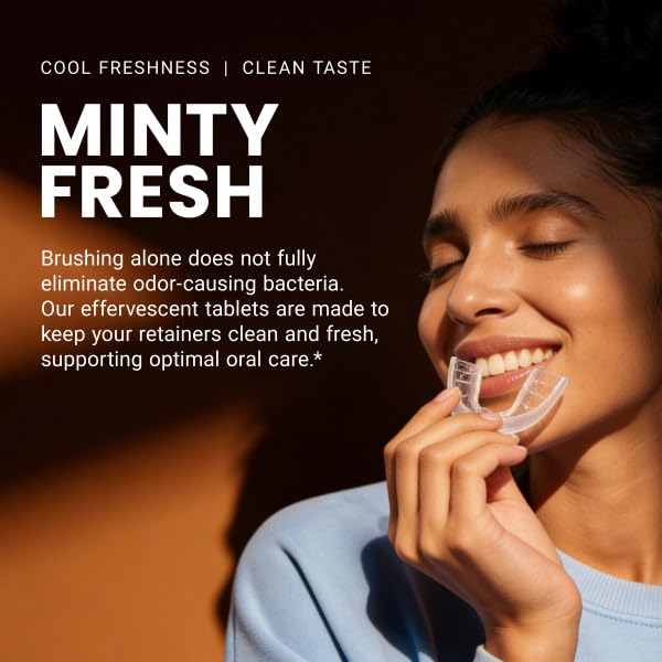 M3 Naturals Retainer Cleaner Tablets - 60 Count Mint Flavor for Dental Appliances