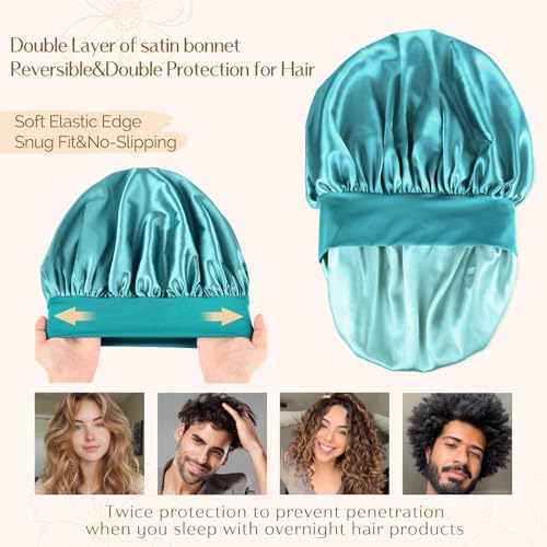 YANIBEST Satin Sleep Bonnet for Men & Women | Double Layer Hair Protection
