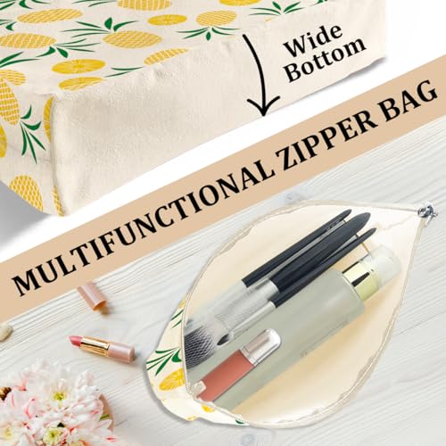 Cute Pineapple Canvas Tote Bag & Makeup Bag Set for Travel