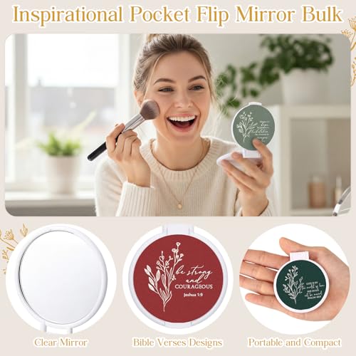 30 Pcs Christian Compact Mirrors for Women - Classic Bible Version, Portable & Inspirational Gift