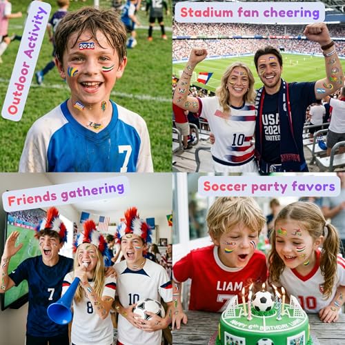 75PCS Soccer Temporary Tattoos Fans Party Favors & Team Spirit Accessories