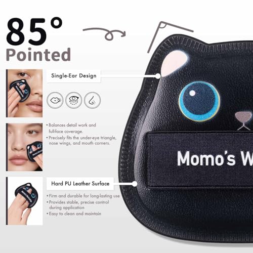 Momo's Workshop Black Cat Makeup Sponge Set - 2 Pcs with Storage Case