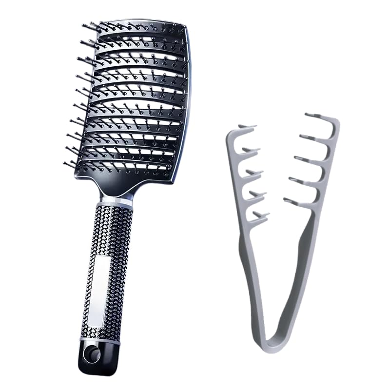 Wide-Tooth Volumizing Comb - Textured Styling Tool for Unisex | Soft Grip, Lifts Hair Roots, Gray