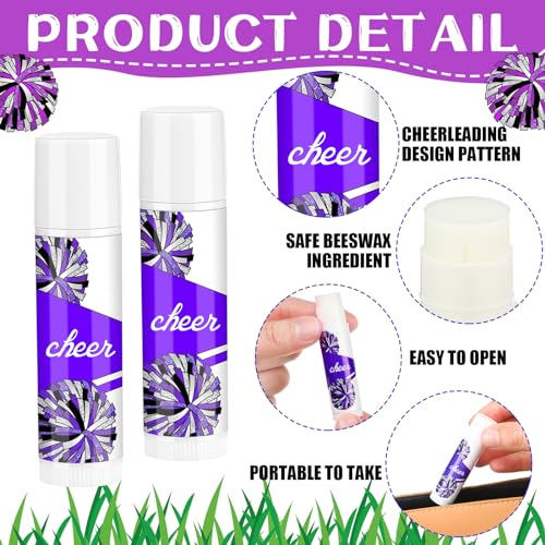 24 Pcs Cheer Team Lip Balm Bulk - Purple Lemon & Mint Moisturizing Set