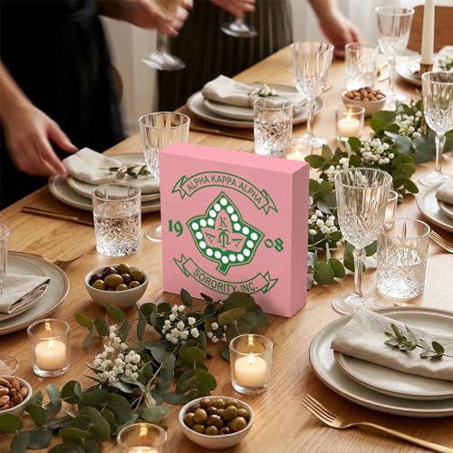 AKA Sorority Wooden Desk Sign - Pink & Green Ivy Decor