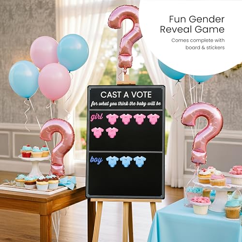 Gender Reveal Voting Board Game with 144 Stickers - Baby Shower Décor