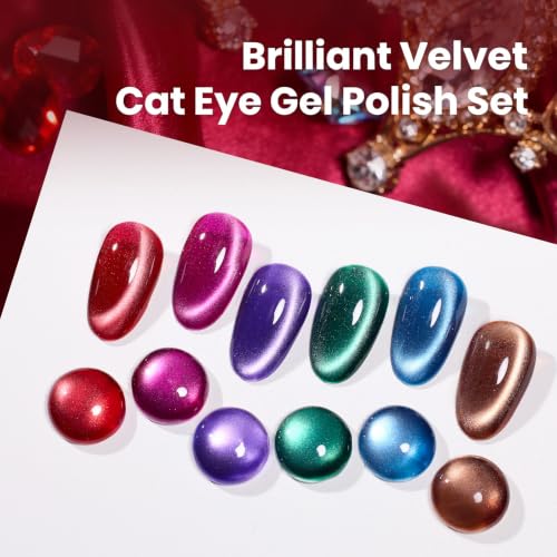 Beetles Cat Eye Gel Nail Polish Set - 6 Colors Magnetic Effect