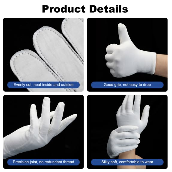 Htaexpu 3 Pairs White Cotton Gloves for Dry Hands Overnight Moisturizing Spa Treatment