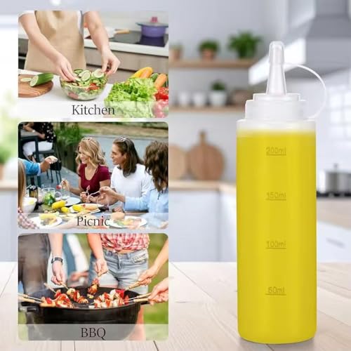 24 oz Plastic Squeeze Condiment Bottles - 3 Pack with Caps