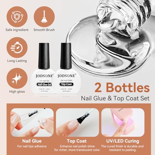 JODSONE Square Nail Tips Gel Nail Kit with Mini UV Lamp - 480PCS
