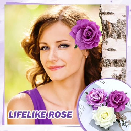 16 Pack Big Rose Flower Hair Clips & Brooches - inSowni S1