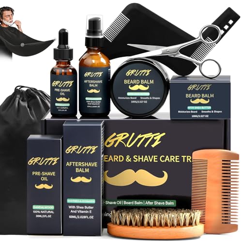 Premium 9-Piece Men’s Shaving Kit with Oil, Cream, and Accessories