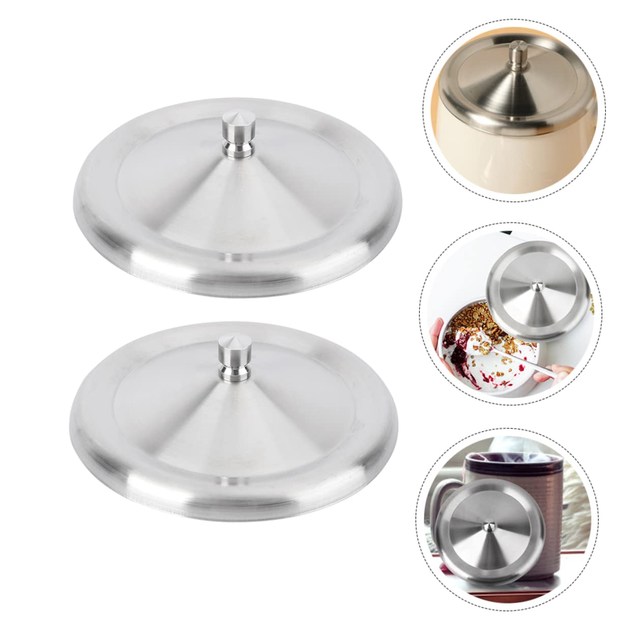 Cabilock Stainless Steel Cup Lid 3.3 Inch Round Cover for Coffee Tea Mugs Portable Water Cup Cover Dust and Heat Protection