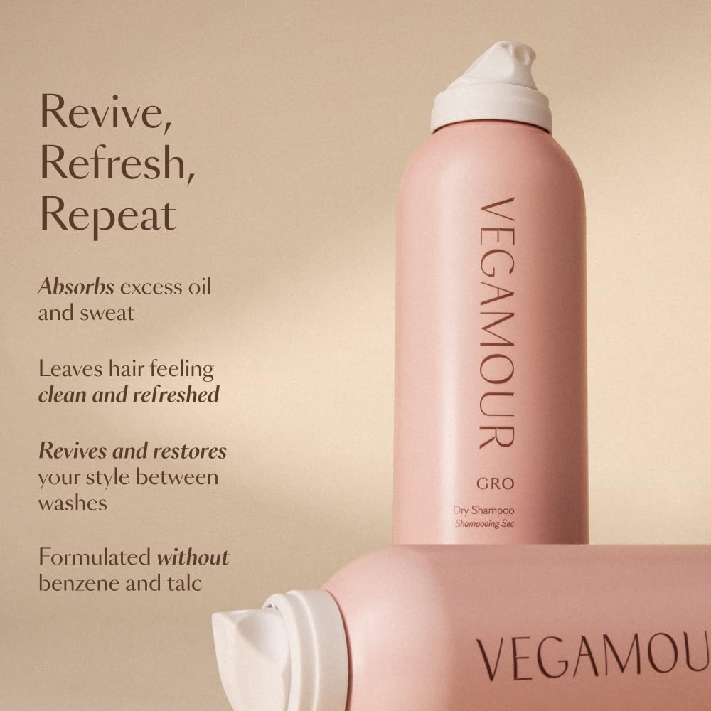 VEGAMOUR GRO Dry Shampoo - Volumizing Spray for Thicker, Fuller Hair | Natural Citrus Scent