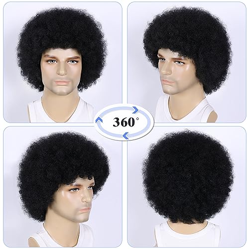 Black Afro Wig for Men & Women - 70s Disco Kinky Curly Costume