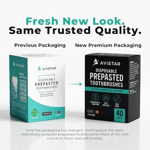 Avistar 40-Pack Prepasted Disposable Toothbrushes – Individually Wrapped