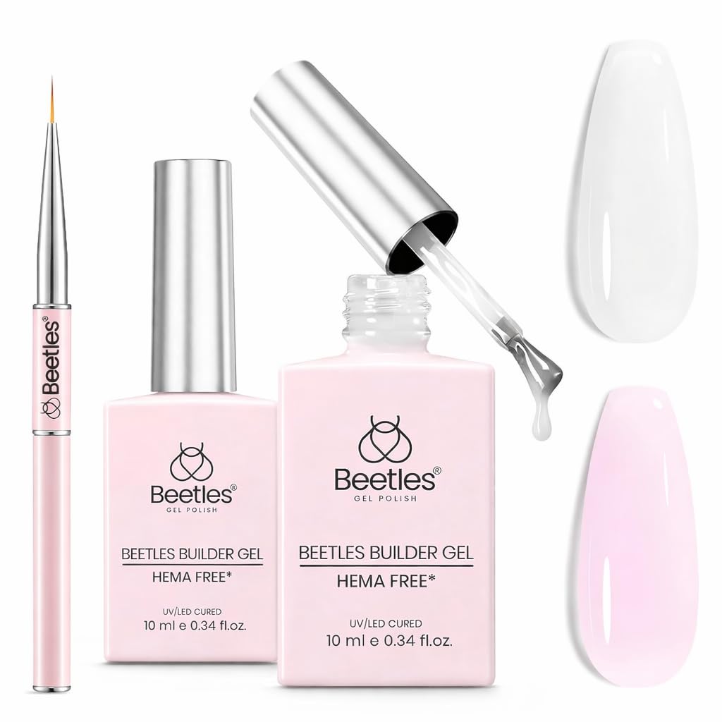 Beetles Builder Gel - Clear Nail Strengthening Gel Set | 3 Pcs for DIY Salon Use, UV & LED Compatible