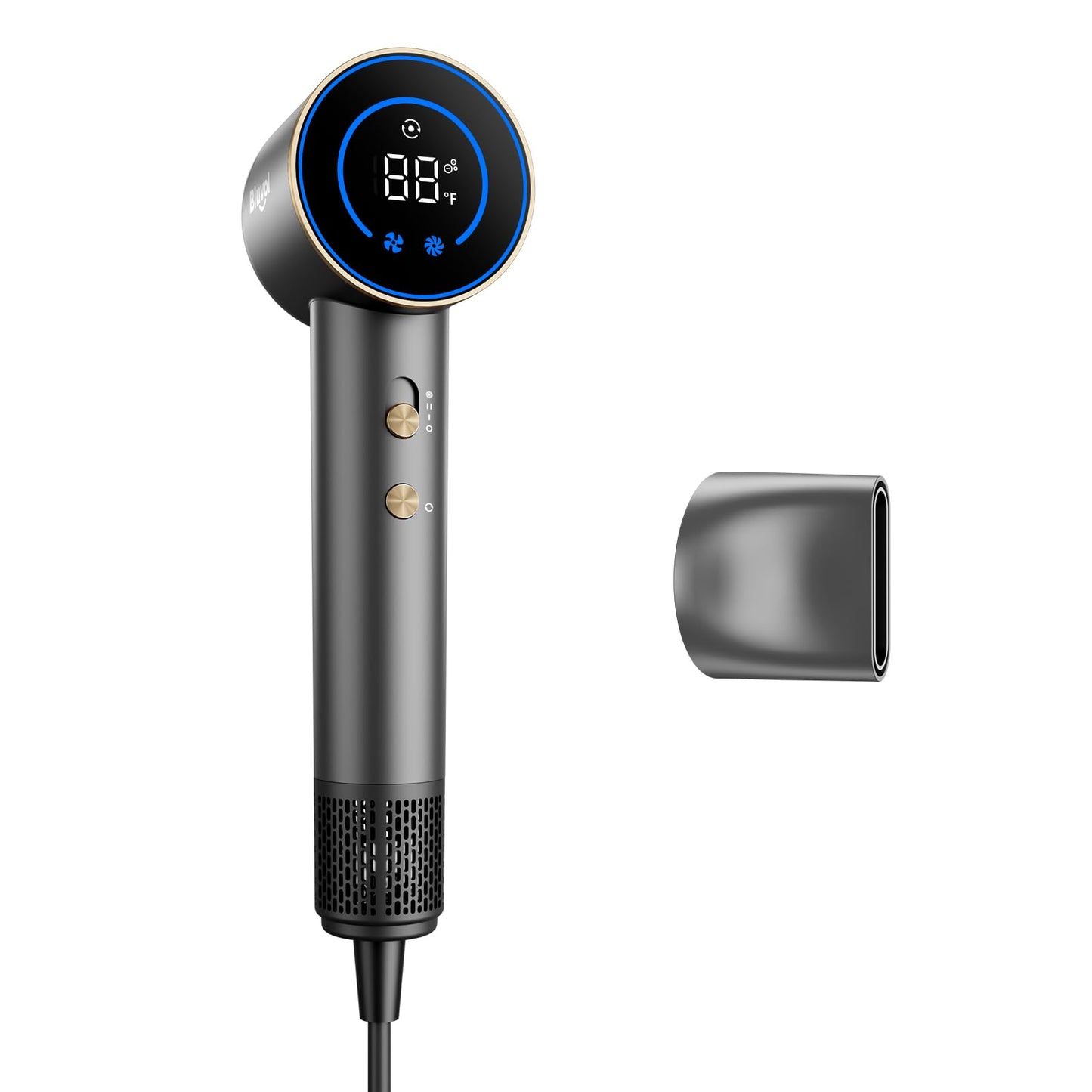 Bluvol SonicDry H10 Apex Travel Hair Dryer, 110,000 RPM Brushless Motor for Fast Drying, Ionic AquaGlow Tech, 0.74lb LightFlow & 56dB Low Noise, Professional for Travel, Home & Salon – Grey