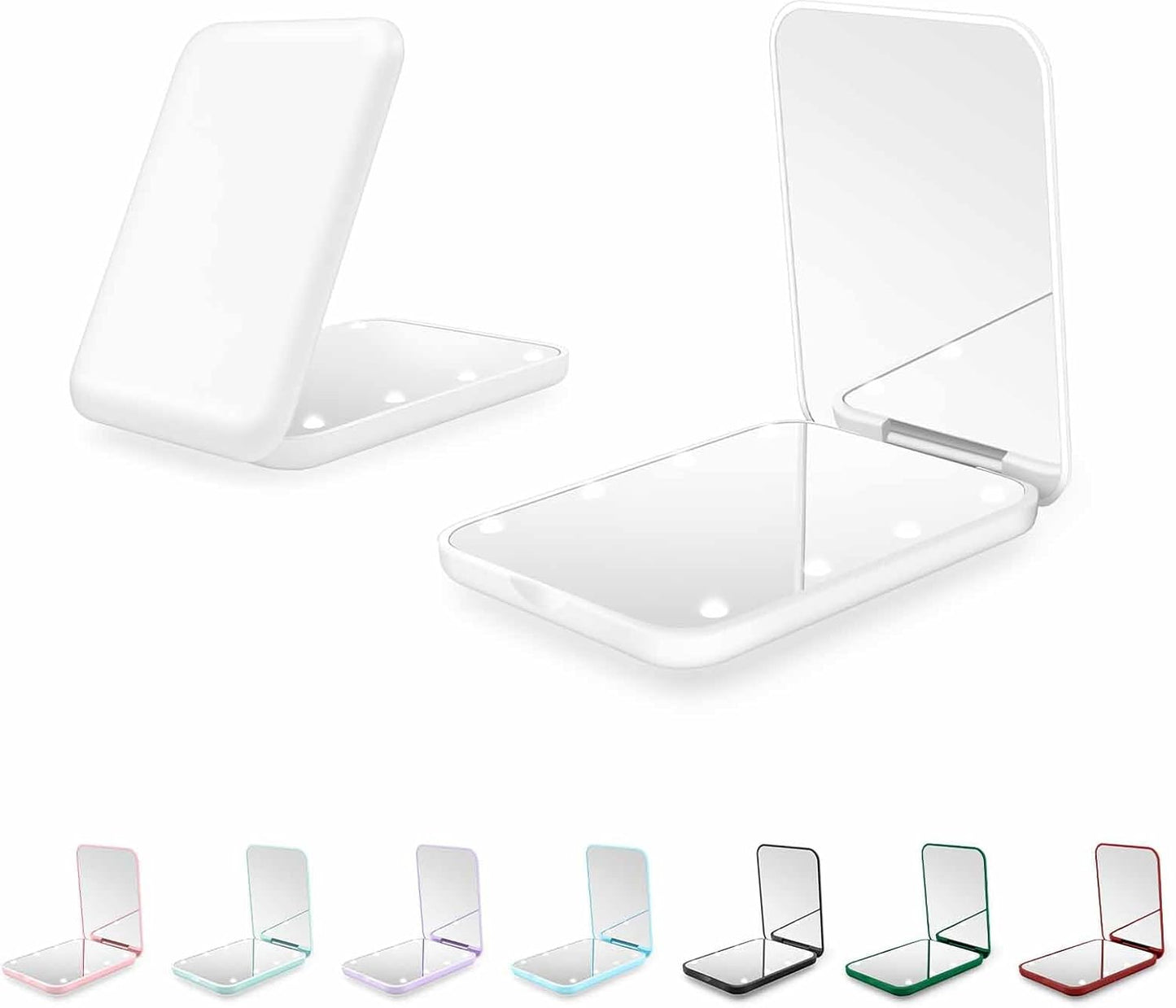 Compact LED Pocket Mirror - 1X/3X Magnification, Mini Travel Mirror for Purse | Pink